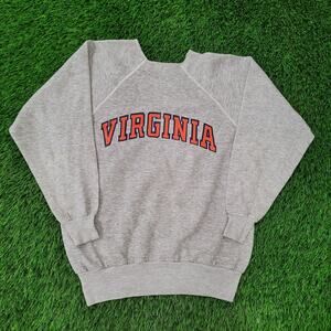 Vintage Virginia Raglan Sweatshirt Womens Medium 19x22 Gray